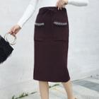 Beaded Knit Pencil Skirt
