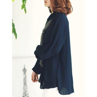 Pleat-back Chiffon Blouse With Scarf