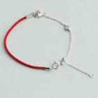 925 Sterling Silver String Bracelet Red & Silver - One Size