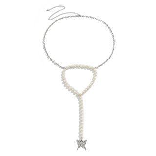 Butterfly Pendant Faux Pearl Alloy Waist Chain 1118 - Silver - One Size