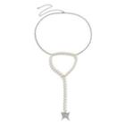 Butterfly Pendant Faux Pearl Alloy Waist Chain 1118 - Silver - One Size