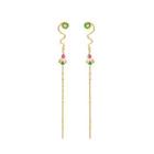 Fashion Simple Plated Gold Enamel Flower Tassel Earrings Golden - One Size