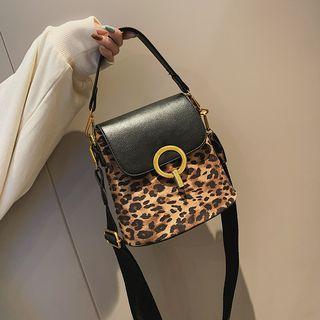 Leopard Print Faux Leather Bucket Bag