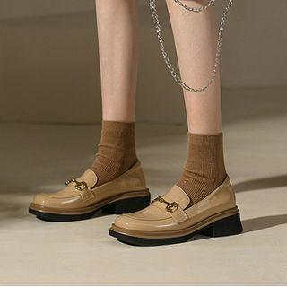 Block-heel Horsebit Patent Loafers
