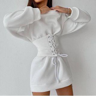 Long-sleeve Lace-up Corset Dress