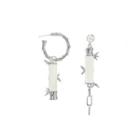 Bamboo Asymmetrical Alloy Dangle Earring 1 Pair - D1005-1 - Silver - One Size