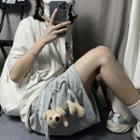 Bear Accent Wide-leg Sweatshorts