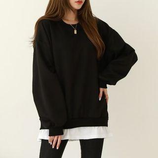 Layered-hem Fleece Sweatshirt