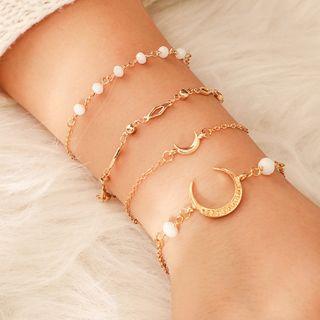Set Of 4: Alloy Bracelet (assorted Designs) 8505 - Gold - One Size