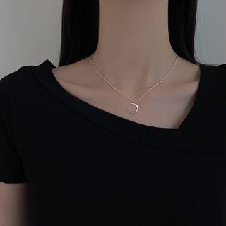 Crescent 925 Sterling Silver Necklace Silver - One Size