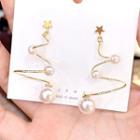 Alloy Swirl Faux Pearl Dangle Earring 1 Pair - As Shown In Figure - One Size