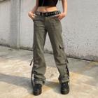 Low Waist Ruched Boot-cut Cargo Pants