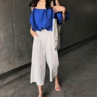 Off-shoulder Top / High-waist Pants