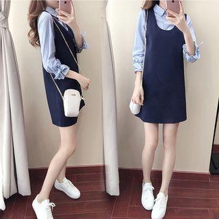 Set: Plain Shirt + Pinafore Dress