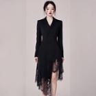 Double Breasted Lace Hem Coat Dress