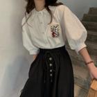 Peter Pan-collar Lantern-sleeve Shirt White - Shirt - One Size