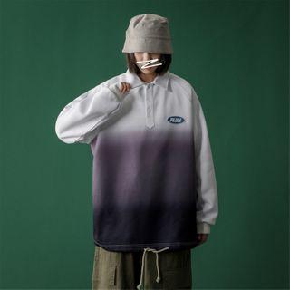 Gradient Color Polo Pullover