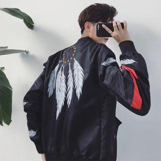 Wings Print Bomber Jacket