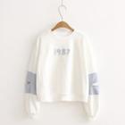 Number Applique Color Panel Pullover