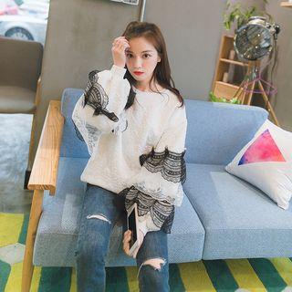 Lace Trim Loose Fit Sweatshirt