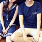 Couple Matching Short-sleeve T-shirt / Sailor Collar Sleeveless Dress
