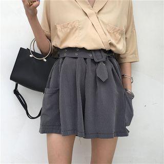 Striped Buckled Shorts