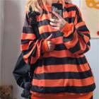 Striped Sweatshirt Stripe - Black & Orange - One Size