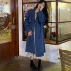 Belted Open-front Long Trench Coat