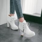 Studded Lace Up High Heel Ankle Boots