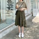 Asymmetric Buttoned High-low A-line Skirt