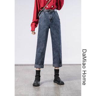 Rolled Straight-cut Crop Jeans