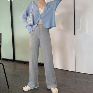 Plain Cardigan / Lace Camisole Top / Wide-leg Pants