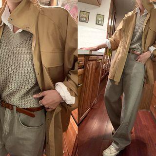 High-neck Drawstring Field Jacket