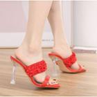 Ruffle High Heel Slide Sandals