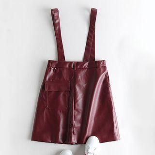 Buttoned Suspender Mini Skirt