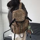 Leopard Print Drawcord Backpack