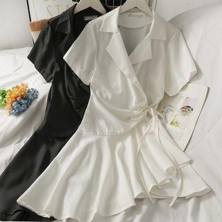Asymmetric Tie-waist Mini Dress