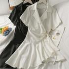 Asymmetric Tie-waist Mini Dress