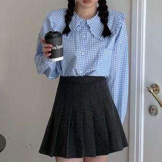Gingham Blouse / Mini Pleated Skirt