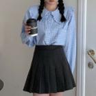 Gingham Blouse / Mini Pleated Skirt