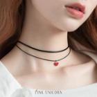 Heart Layered Choker 1 Pair - As Shown In Figure - One Size
