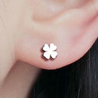 Clover Ball Ear Stud 1 Pair - Silver - One Size