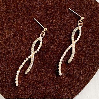 Rhinestone Swirl Drop Earring 1 Pair - Gold - One Size