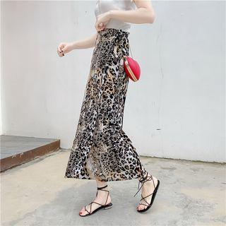 Leopard Print Maxi Chiffon Skirt