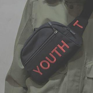 Embroidered Lettering Canvas Fanny Bag