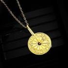 Zodiac Disc Pendant Necklace Gold - One Size