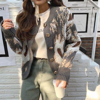 Round-hem Patterned Cardigan