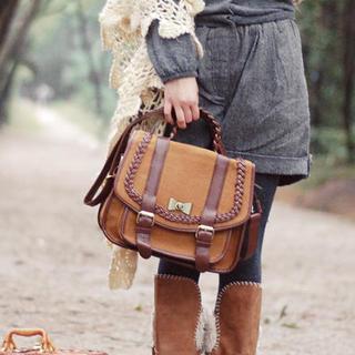 2-way Braided-strap Twist-lock Satchel