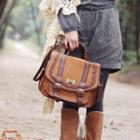 2-way Braided-strap Twist-lock Satchel
