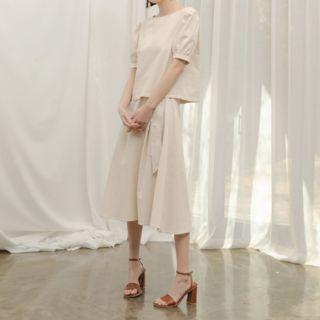 Two-way Puff-sleeve Cotton Blouse